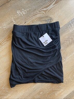 by the way. Black Ruched Wrap-Front Mini Skirt